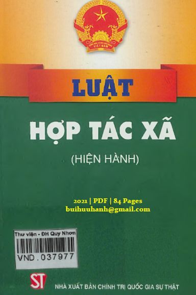 Luật Hợp Tác Xã (NXB Chính Trị 2021) - Trương Tấn Sang, 84 Trang