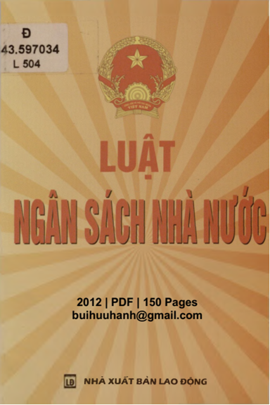 Luật Ngân Sách Nhà Nước (NXB Lao Động 2012) - Minh Ngọc, 150 Trang