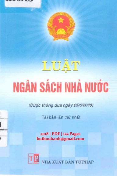 Luật Ngân Sách Nhà Nước (NXB Tư Pháp 2018) - Trương Tấn Sang, 122 Trang