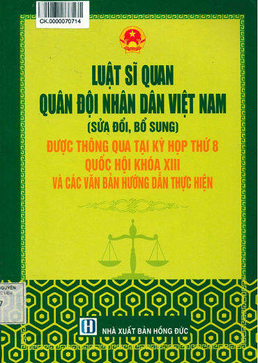 Luật Sĩ Quan Quân Đội Nhân Dân Việt Nam (NXB Hồng Đức 2015) - Quý Lâm, 425 Trang