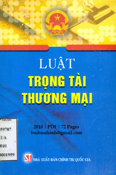 Luật Trọng Tài Thương Mại (NXB Chính Trị 2010) - Phạm Việt, 72 Trang