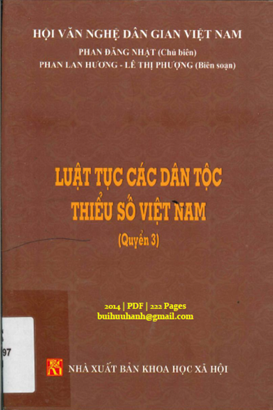 Luật Tục Các Dân Tộc Thiểu Số Việt Nam Quyển 3 (NXB Khoa Học Xã Hội 2014) - Phan Đăng Nhật 222 Trang