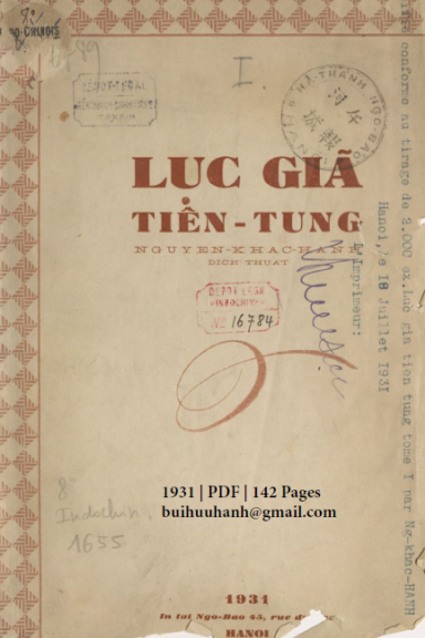 Lục Giã Tiên Tung Quyển 1-8 (NXB Ngọ Báo 1931) - Nguyễn Khắc Hanh, 1342 Trang