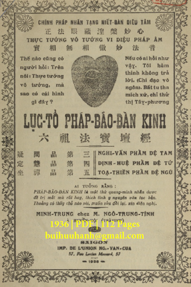 Lục Tổ Pháp Bảo Đàn Kinh Phẩm 3-4-5 (NXB Nguyễn Văn Của 1936) - Ngô Trung Tính, 112 Trang