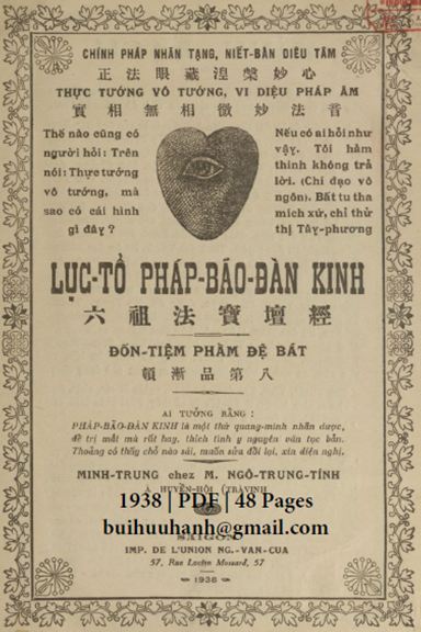 Lục Tổ Pháp Bảo Đàn Kinh Phẩm 8 (NXB Nguyễn Văn Của 1938) - Ngô Trung Tính, 48 Trang