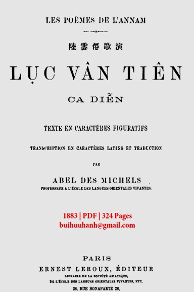 Lục Vân Tiên Diễn Ca (NXB Ernest Leroux 1883) - Abel Des Michels, 324 Trang