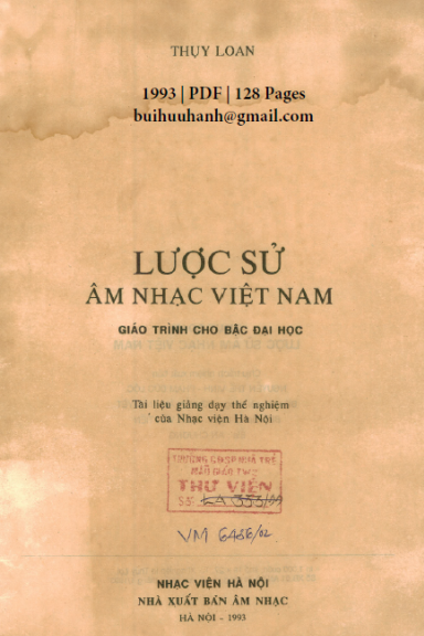 Lược Sử Âm Nhạc Việt Nam (NXB Âm Nhạc 1993) - Thụy Loan, 128 Trang