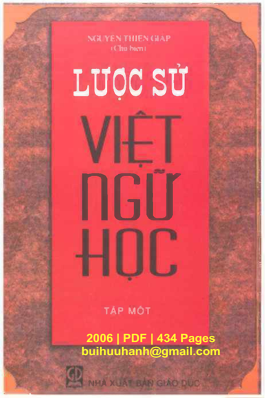Lược Sử Việt Ngữ Học Tập 1 (NXB Giáo Dục 2006) - Nguyễn Thiện Giáp, 434 Trang