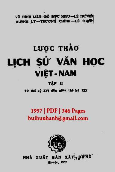 Lược Thảo Lịch Sử Văn Học Việt Nam Tập 2 (NXB Xây Dựng 1957) - Vũ Đình Liên, 346 Trang