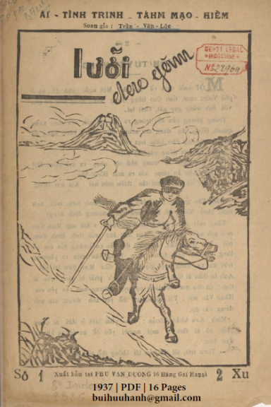 Lưỡi Dao Găm Số 1-4 (NXB Phú Văn Đường 1937) - Trần Văn Lộc, 64 Trang