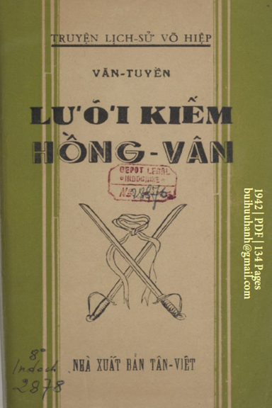 Lưỡi Kiếm Hồng Vân (NXB Tân Việt 1942) - Văn Tuyền, 134 Trang