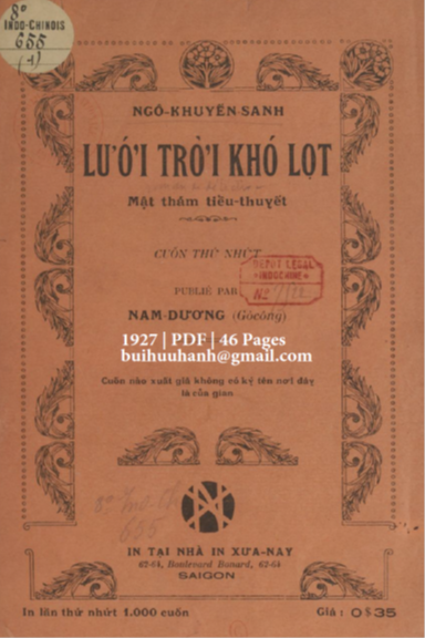 Lưới Trời Khó Lọt Cuốn 1 (NXB Xưa Nay 1927) - Ngô Khuyến Sanh, 46 Trang