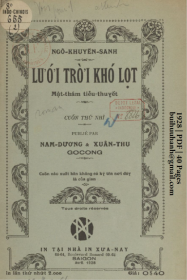 Lưới Trời Khó Lọt Cuốn 2 (NXB Xưa Nay 1928) - Ngô Khuyến Sanh, 40 Trang
