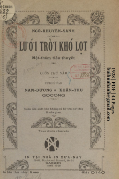 Lưới Trời Khó Lọt Cuốn 5 (NXB Xưa Nay 1928) - Ngô Khuyến Sanh, 44 Trang