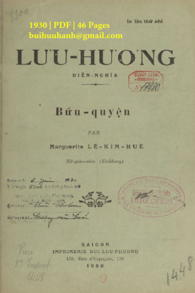 Lưu Hương Diễn Nghĩa (NXB Đức Lưu Phương 1930) - Lê Kim Huê, 46 Trang