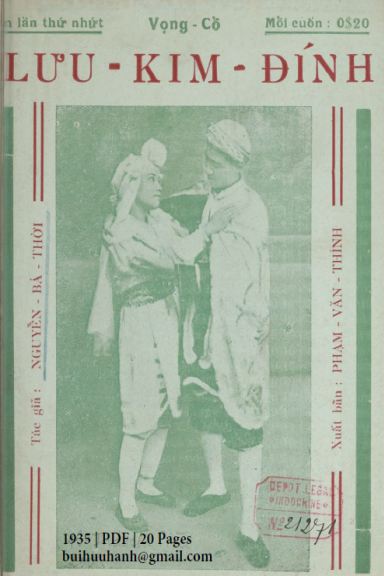Lưu Kim Đính (NXB Bảo Tồn 1935) - Nguyễn Bá Thời, 20 Trang