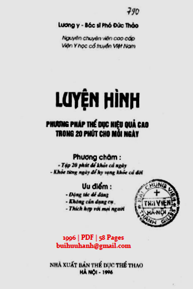 Luyện Hình (NXB Thể Dục Thể Thao 1996) - Phó Đức Thảo, 58 Trang