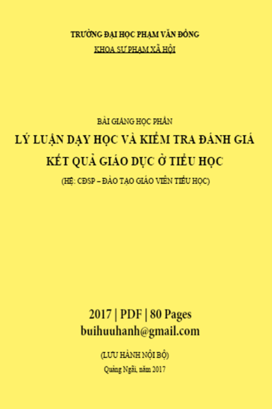 Lý Luận Dạy Học Và Kiểm Tra Đánh Giá Kết Quả Giáo Dục Ở Tiểu Học - Nhiều Tác Giả, 80 Trang