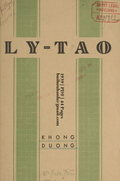 Ly Tao (NXB Thụy Ký 1939) - Khổng Dương, 44 Trang