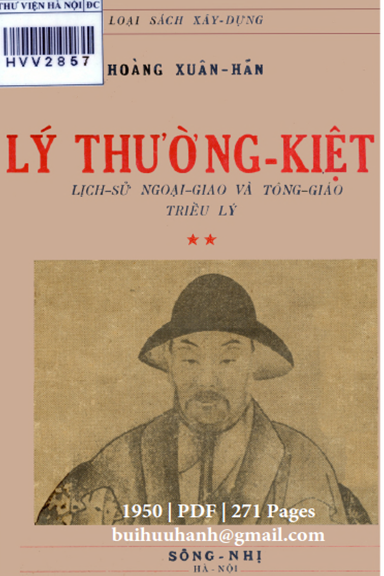 Lý Thường Kiệt-Lịch Sử Ngoại Giao Và Tông Giáo Triều Lý Tập 2 (NXB Sông Nhị 1950) - Hoàng Xuân Hãn