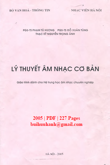 Lý Thuyết Âm Nhạc Cơ Bản (NXB Hà Nội 2005) - Phạm Tú Hương, 227 Trang
