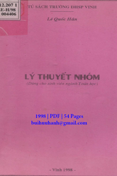 Lý Thuyết Nhóm (NXB Đại Học Vinh 1998) - Lê Quốc Hán, 54 Trang
