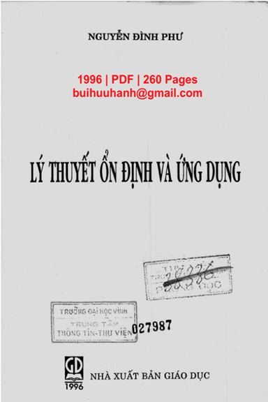 Lý Thuyết Ổn Định Và Ứng Dụng (NXB Giáo Dục 1996) - Nguyễn Đình Phư, 260 Trang