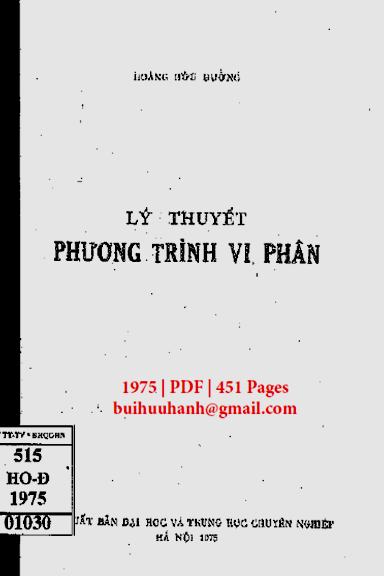 Lý Thuyết Phương Trình Vi Phân (NXB Đại Học 1975) - Hoàng Hữu Đường, 451 Trang