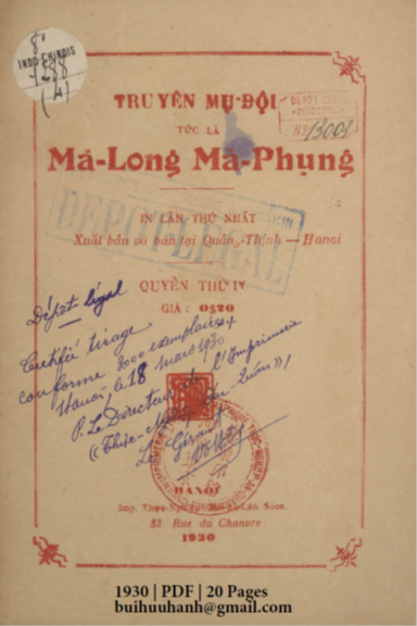 Mã Long Mã Phụng Quyển 4 (NXB Thực Nghiệp 1930) - Nhiều Tác Giả, 20 Trang