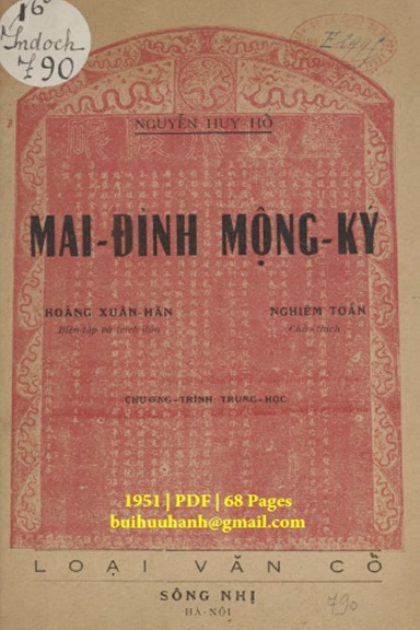 Mai Đình Mộng Ký (NXB Sông Nhị 1951) -  Nguyễn Huy Hổ, 68 Trang