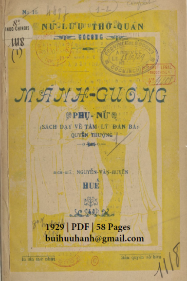 Mãnh Gương Phụ Nữ Quyển Thượng (NXB Nữ Lưu Thơ Quán 1929) - Nguyễn Văn Huyền, 58 Trang