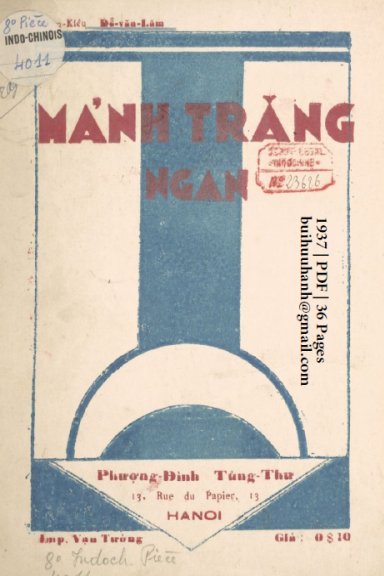 Mảnh Trăng Ngàn (NXB Phượng Đình Tùng Thư 1937) - Đỗ Văn Lâm, 36 Trang