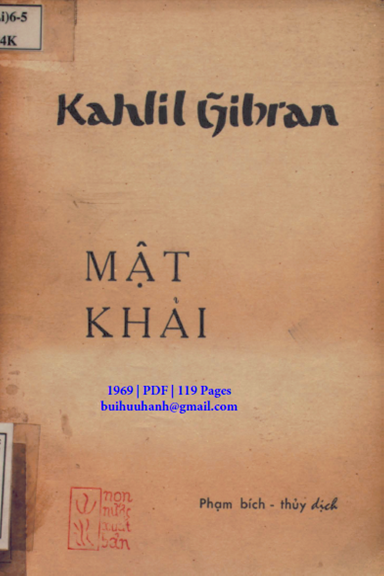 Mật Khải Nhìn Thấu Cõi Tử Sinh (NXB Non Nước 1969) - Kahlil Gibran, 119 Trang
