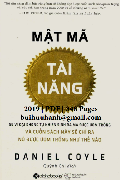 Mật Mã Tài Năng (NXB Thế Giới 2019) - Daniel Coyle, 348 Trang