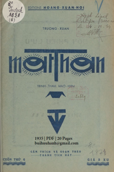 Mắt Thần Cuốn 1-20 (NXB Tân Việt Văn Đoàn 1935) - Trường Xuân, 408 Trang