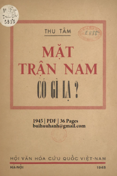 Mặt Trận Nam Có Gì Lạ (NXB Hà Nội 1945) - Thu Tâm, 36 Trang