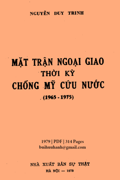 Mặt Trận Ngoại Giao Thời Kỳ Chống Mỹ Cứu Nước 1965-1975 (NXB Sự Thật 1979) - Nguyễn Duy Trinh