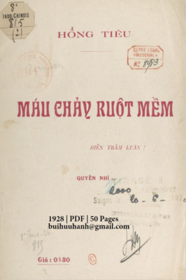 Máu Chảy Ruột Mềm Quyển 2 (NXB Bảo Tồn 1928) - Hồng Tiêu, 50 Trang