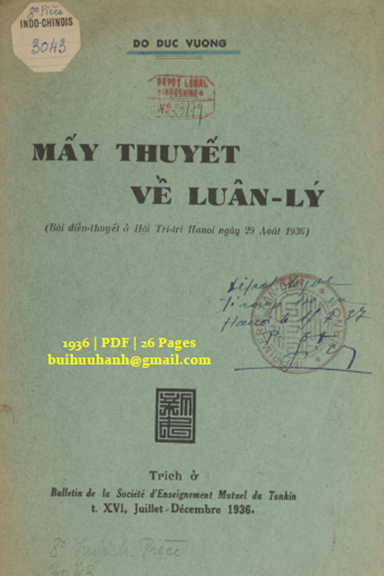 Mấy Thuyết Về Luân Lý (NXB Hội Tri Trí 1936) - Đỗ Đức Vượng, 26 Trang