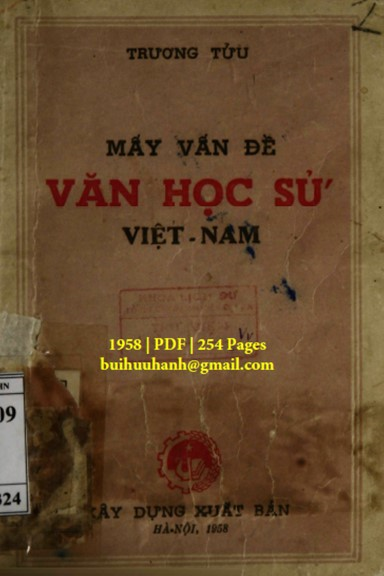 Mấy Vấn Đề Văn Học Sử Việt Nam (NXB Xây Dựng 1958) - Trương Tửu, 254 Trang