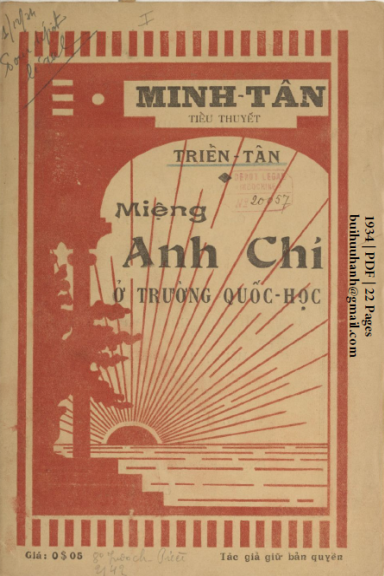 Miệng Anh Chí Ở Trường Quốc Học (NXB Đắc Lập 1934) - Triển Tân, 22 Trang