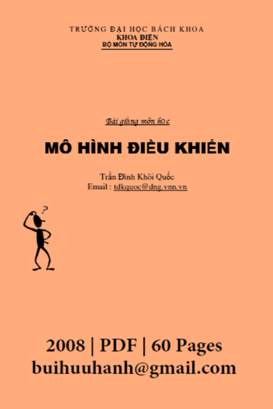 Mô Hình Điều Khiển (NXB Đà Nẵng 2008) - Trần Đình Khôi Quốc, 60 Trang