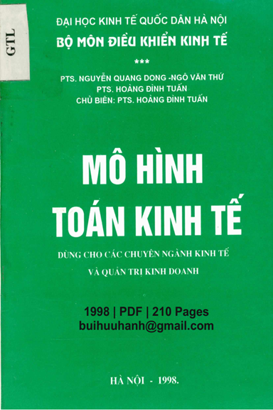 Mô Hình Toán Kinh Tế (NXB Hà Nội 1998) - Hoàng Đình Tuấn, 210 Trang