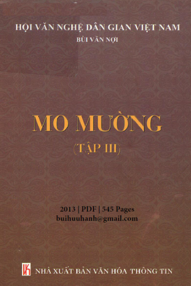 Mo Mường Tập 3 (NXB Văn Hóa Thông Tin 2013) - Bùi Văn Nợi, 545 Trang
