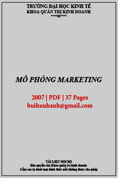 Mô Phỏng Marketing (NXB Đại Học Kinh Tế 2007) - Nhiều Tác Giả, 37 Trang