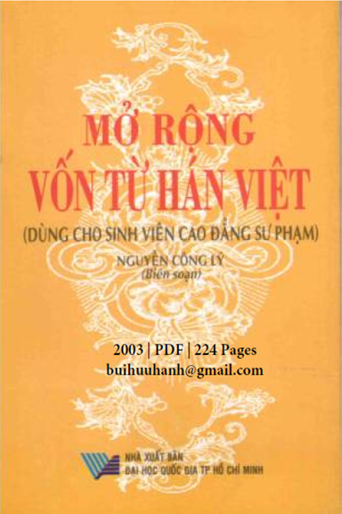 Mở Rộng Vốn Từ Hán Việt (NXB Đại Học Quốc Gia 2003) - Nguyễn Công Lý, 224 Trang