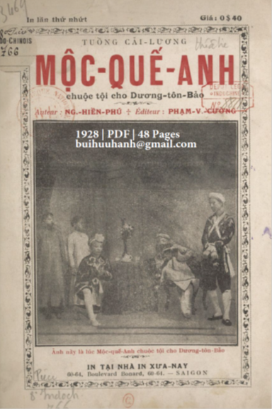 Mộc Quế Anh Chuộc Tội Cho Dương Tôn Bảo (NXB Xưa Nay 1928) - Nguyễn Hiền Phú, 48 Trang