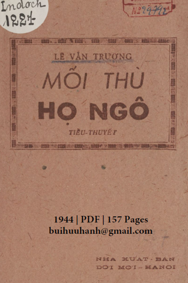 Mối Thù Họ Ngô (NXB Đời Mới 1944) - Lê Văn Trương, 157 Trang