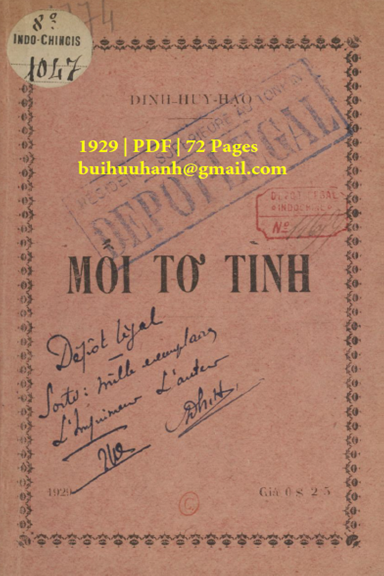 Mối Tơ Tình (NXB Đông Tây 1929) - Đinh Huy Hạo, 72 Trang