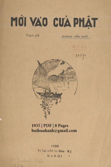 Mới Vào Cửa Phật (NXB Hòa Ký 1935) - Dương Văn Khải, 8 Trang